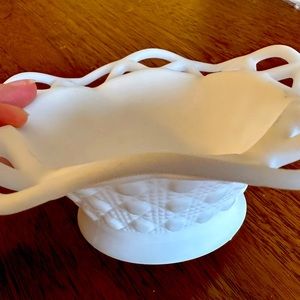 Vintage white ceramic trinket bowl